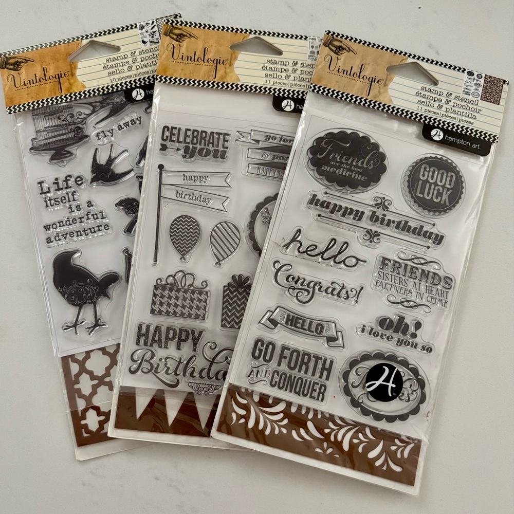 Hampton Art - Vintologie  Clear Stamp and Stencil Sets.
